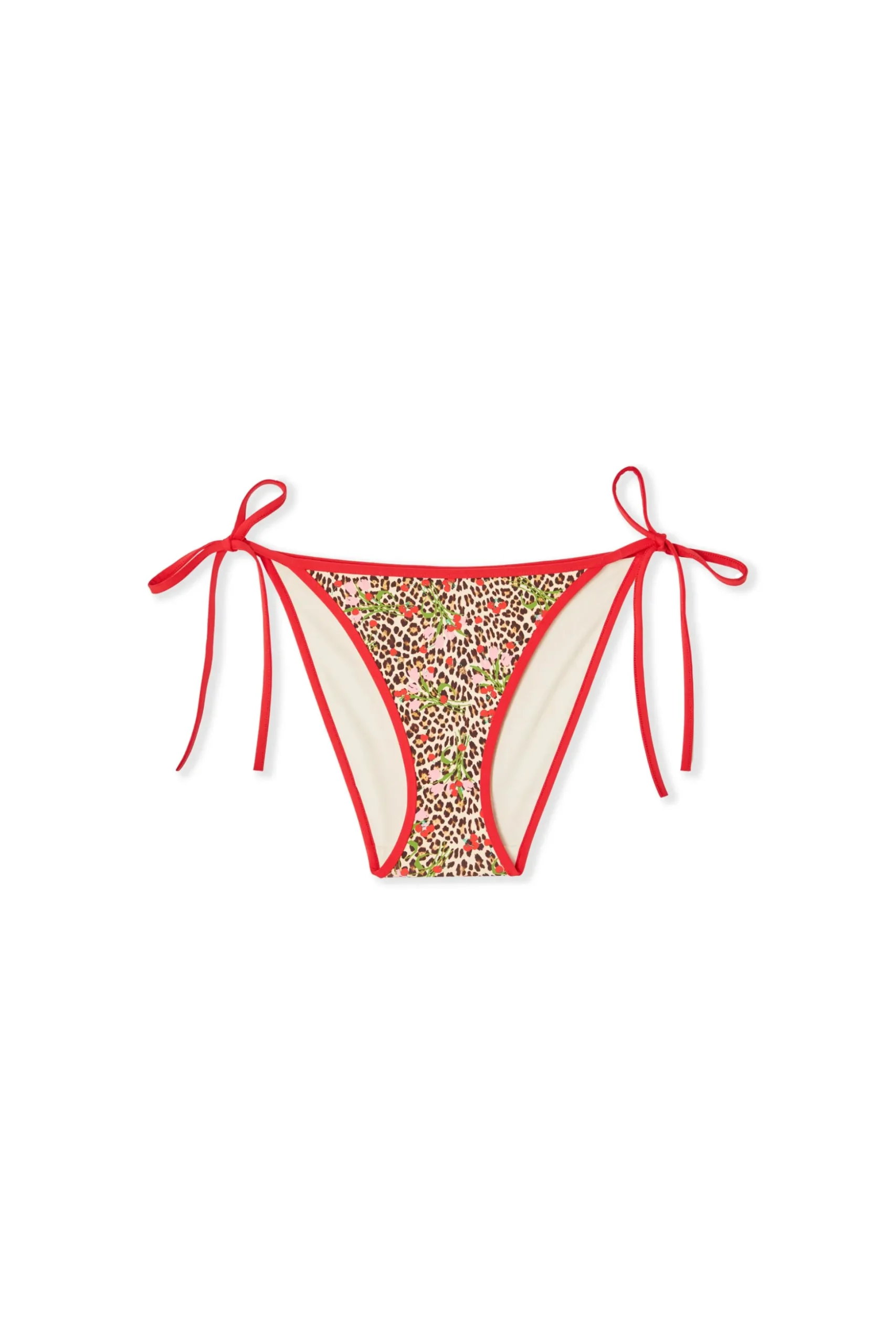 Bas de maillot de bain bikini à nouer à imprimé léopard et fleurs