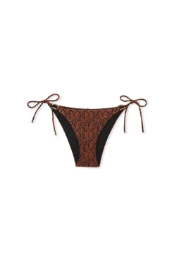 Bas de maillot de bain bikini à nouer à imprimé python et détail bijou