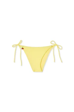Bas de maillot de bain bikini à nouer satiné avec charm cerise