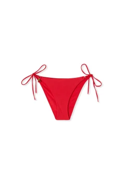 Bas de maillot de bain bikini à nouer satiné avec charm cerise