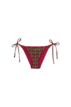 Bas de maillot de bain bikini à nouer à carreaux