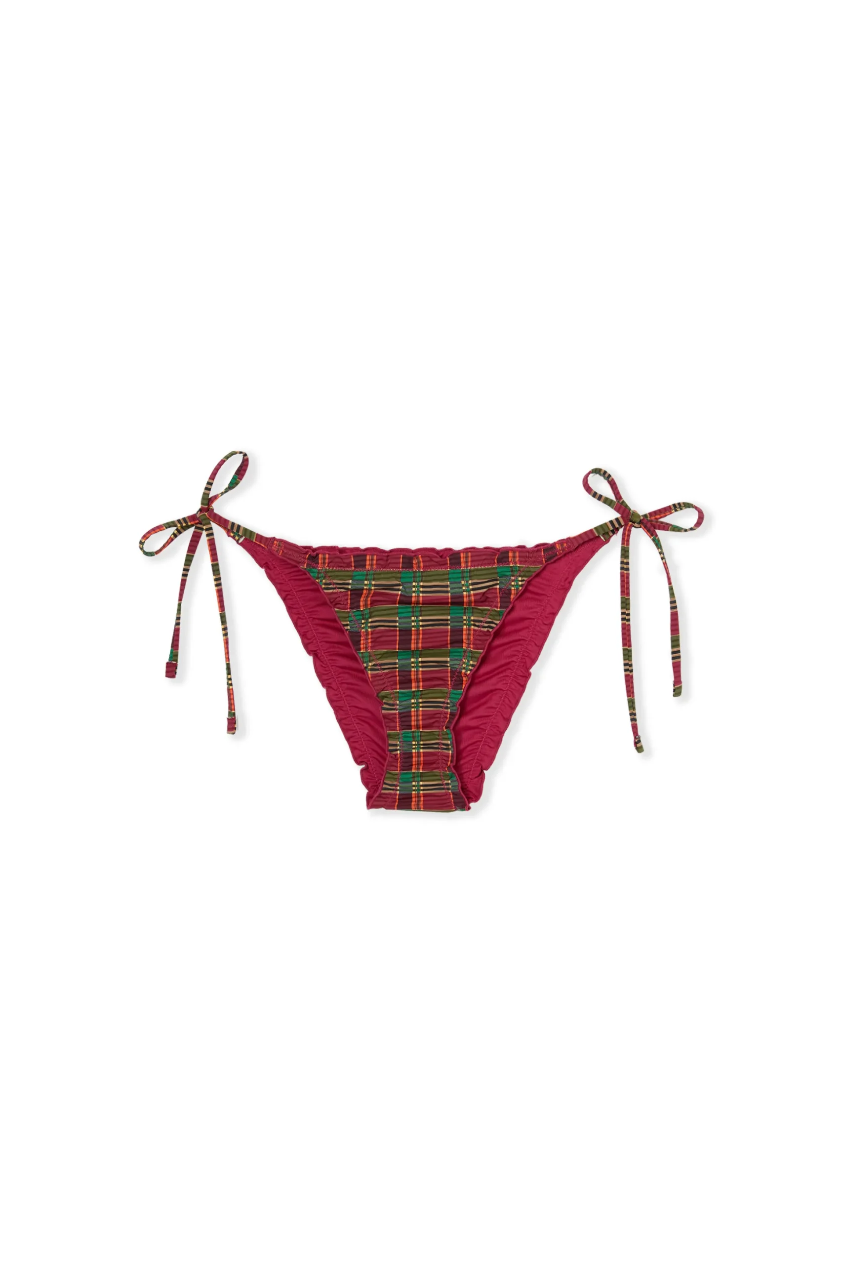 Bas de maillot de bain bikini à nouer à carreaux