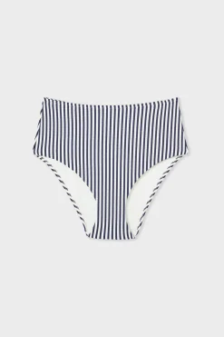 Bas de maillot de bain culotte bikini taille haute à rayures