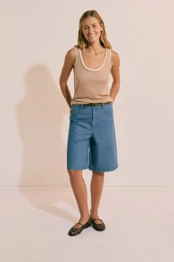 Bermuda en denim avec ceinture