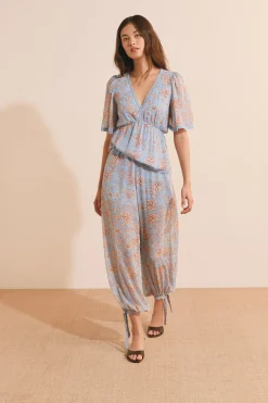 Blouse col v à motifs