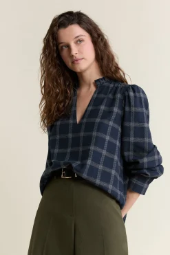 Blouse en coton à carreaux