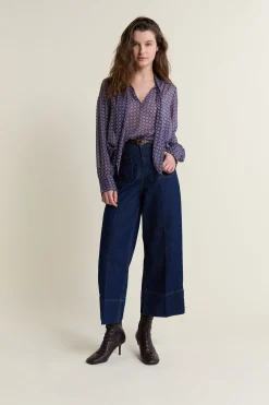 Blouse à nouer sur le devant à imprimé