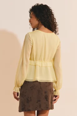 Blouse à volants avec manches transparentes