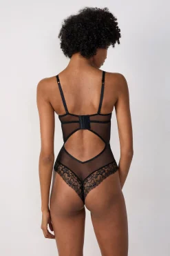 Body en dentelle et satin
