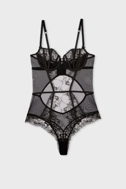 Body en dentelle et satin