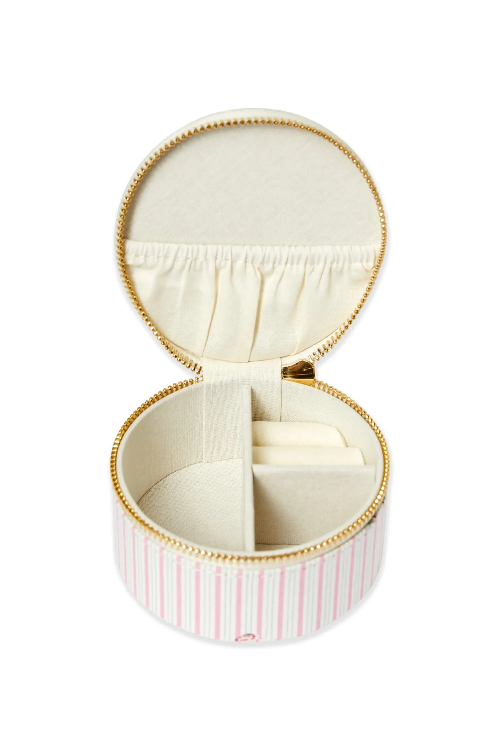 Boite à bijoux à rayures et fleurs