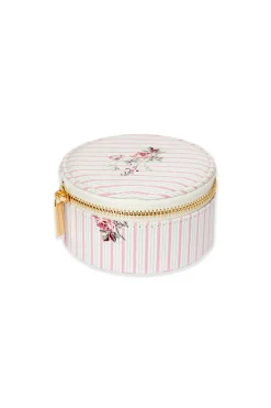 Boite à bijoux à rayures et fleurs