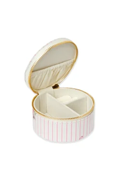 Boite à bijoux à rayures et fleurs