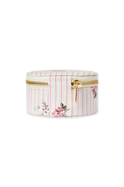 Boite à bijoux à rayures et fleurs