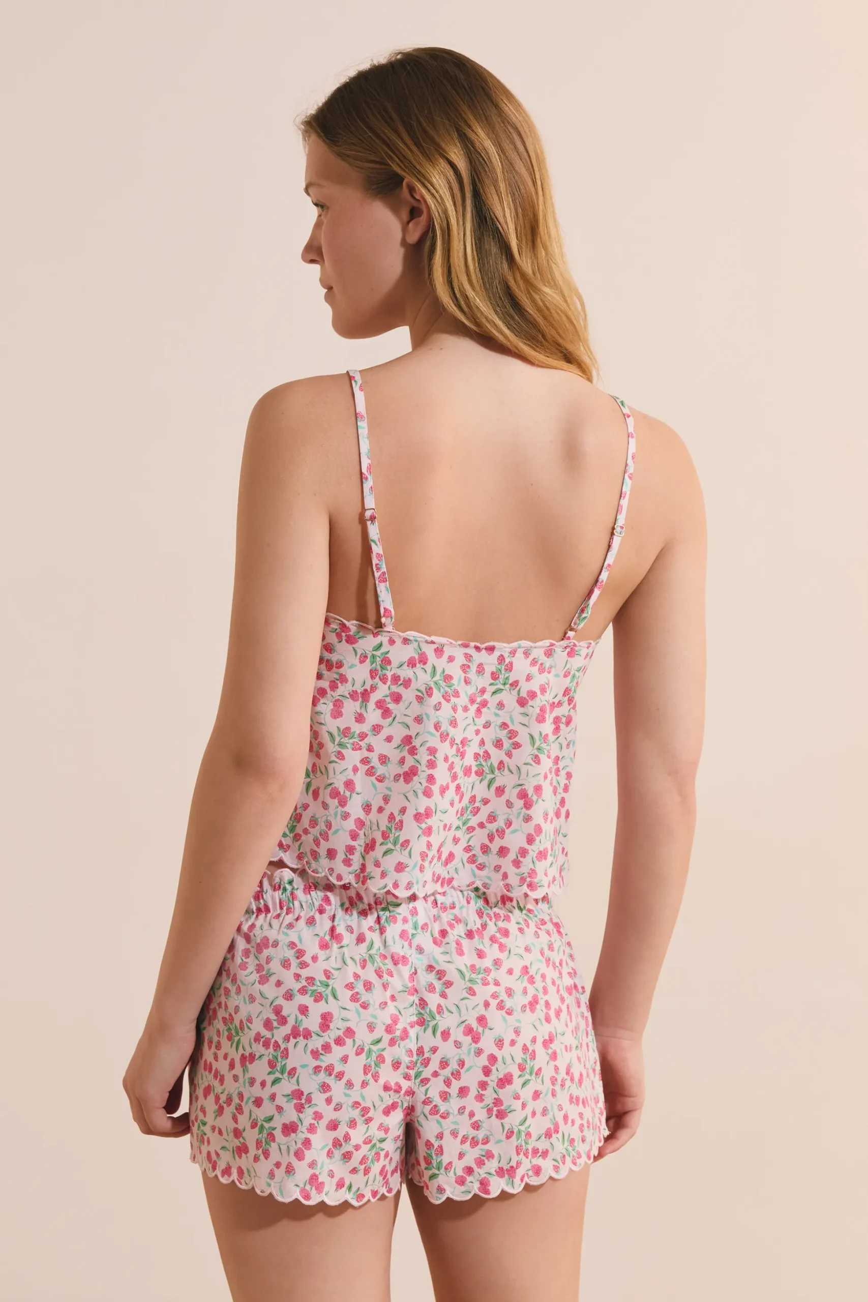 Caraco de pyjama à motifs en coton
