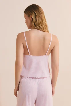 Caraco de pyjama à rayures en coton