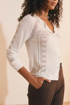 Cardigan avec boutons et détails dentelle