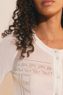 Cardigan avec boutons et détails dentelle