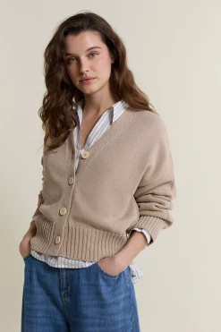 Cardigan col V avec coton