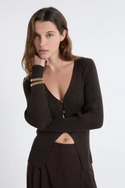 Cardigan irisé avec boutons dorés