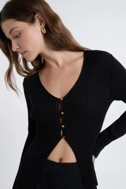 Cardigan irisé avec boutons dorés