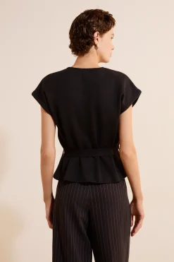 Cardigan à manches courtes avec lien à nouer