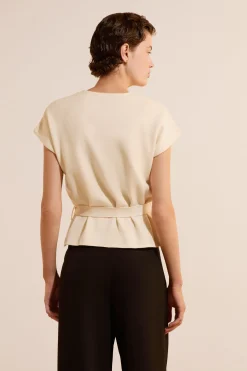 Cardigan à manches courtes avec lien à nouer