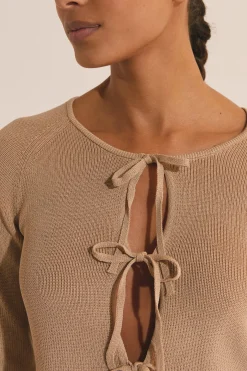 Cardigan à manches longues avec détails nœuds