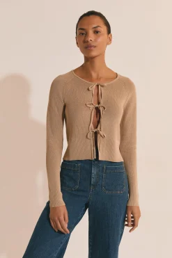 Cardigan à manches longues avec détails nœuds