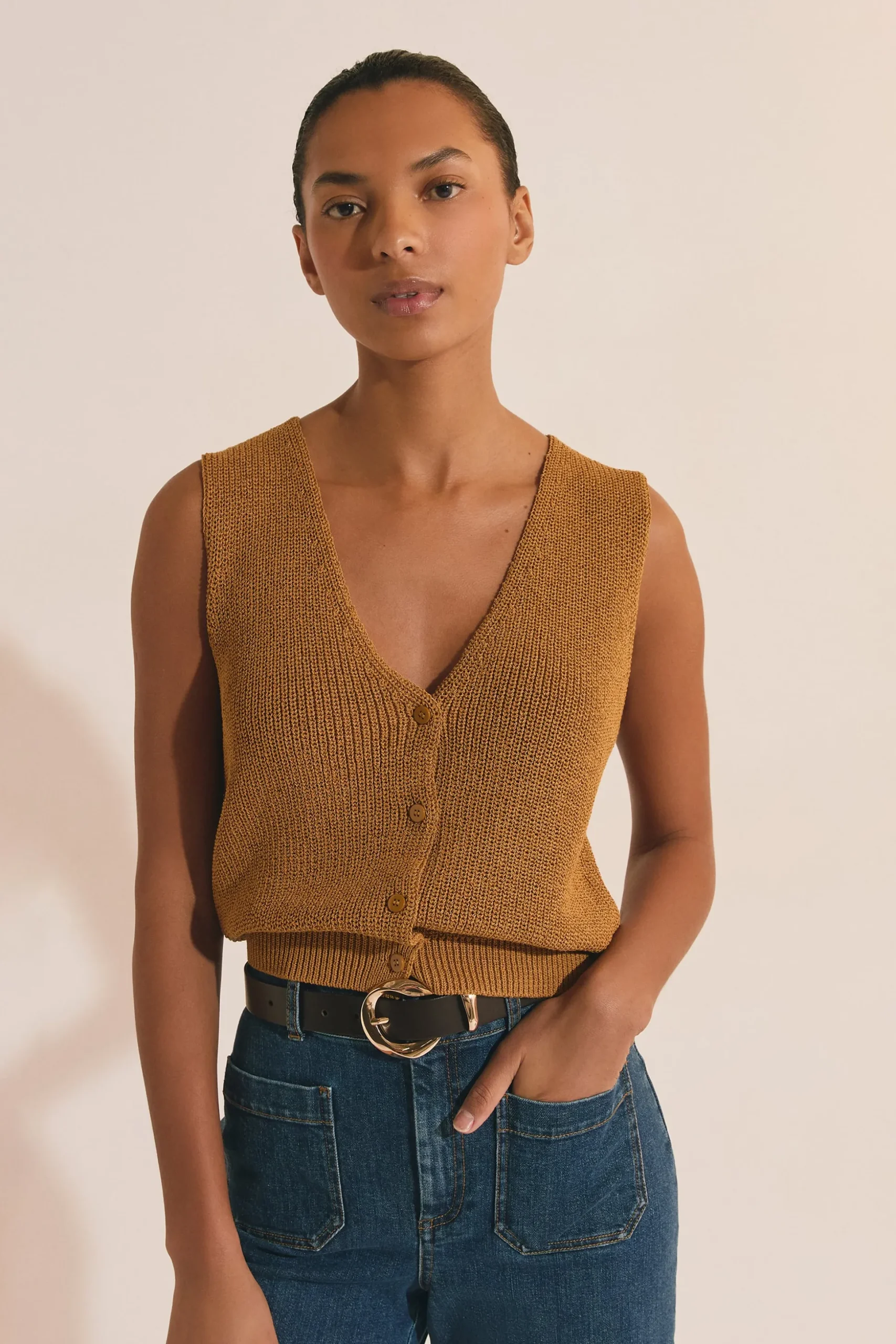Cardigan sans manches avec coton