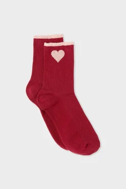 Chaussettes côtelées avec coton à motif cœur