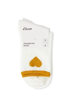 Chaussettes côtelées avec coton à motif cœur