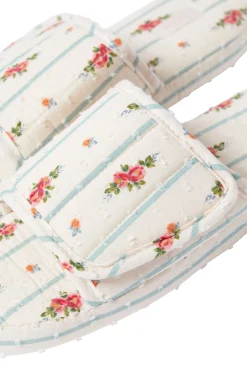 Chaussons tongs en coton à motifs fleurs