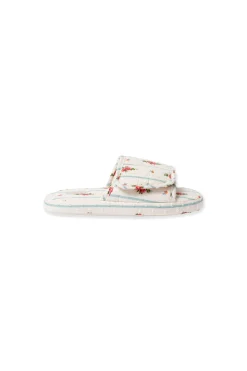 Chaussons tongs en coton à motifs fleurs