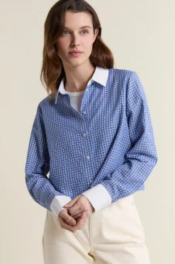 Chemise courte à carreaux avec coton