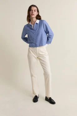 Chemise courte à carreaux avec coton