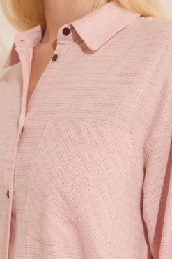 Chemise de nuit à carreaux en coton