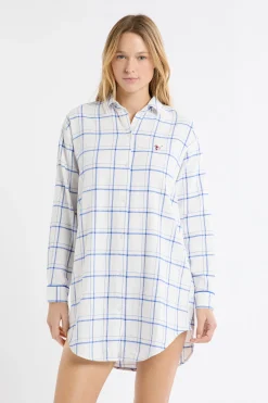 Chemise de nuit à carreaux en coton