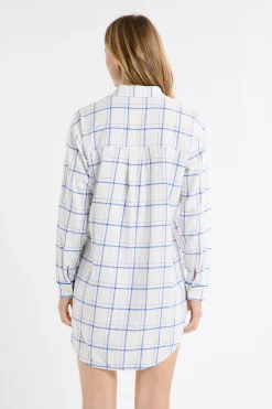 Chemise de nuit à carreaux en coton