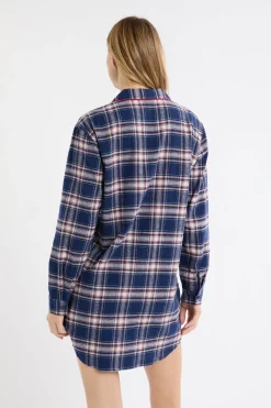 Chemise de nuit à carreaux en coton