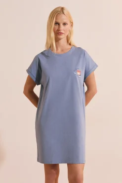 Chemise de nuit en coton avec motif