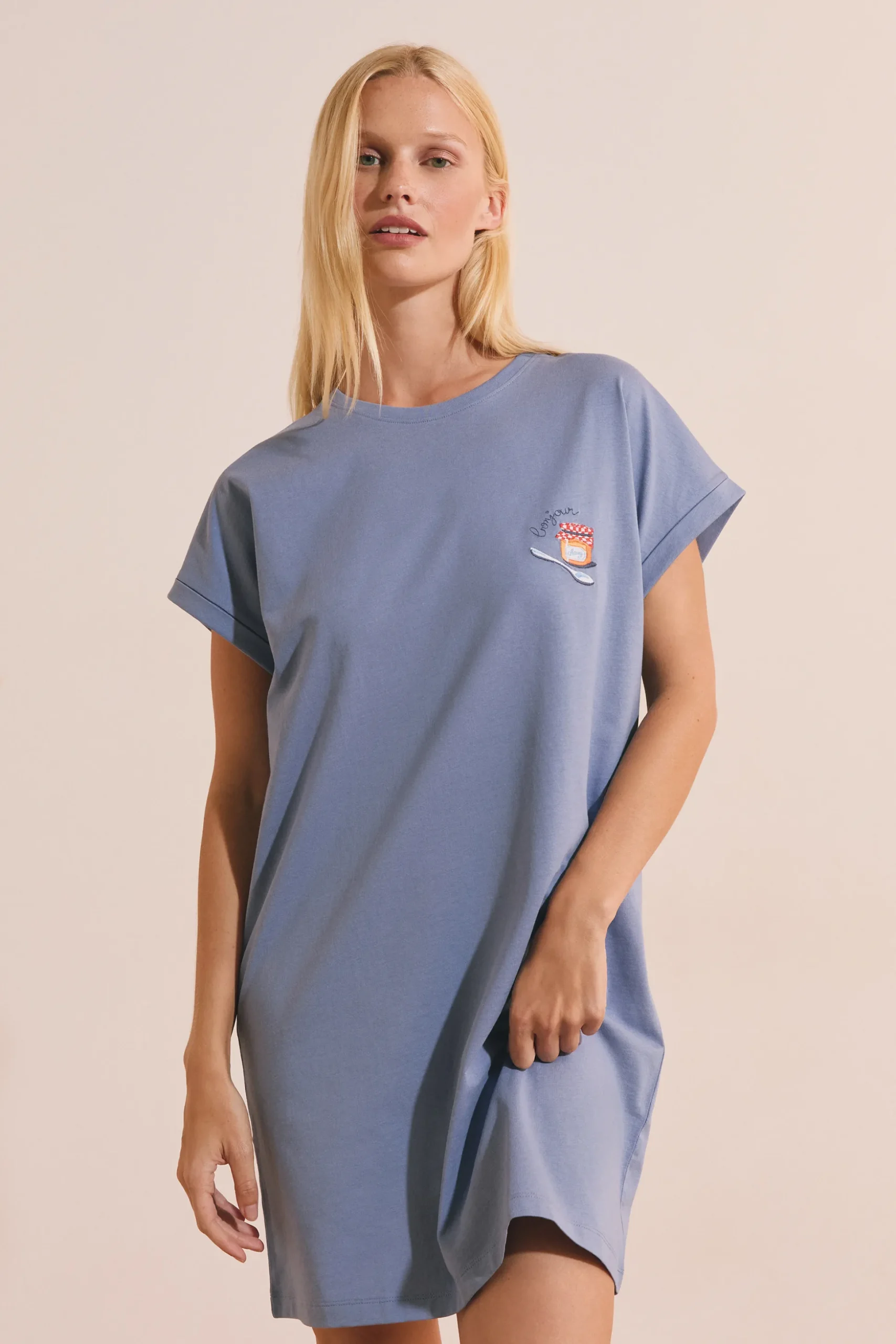 Chemise de nuit en coton avec motif