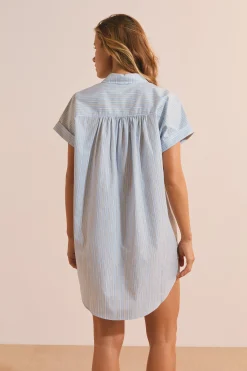 Chemise de nuit en coton à rayures