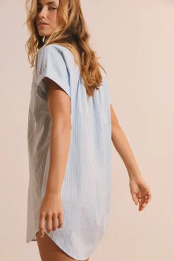 Chemise de nuit en coton à rayures