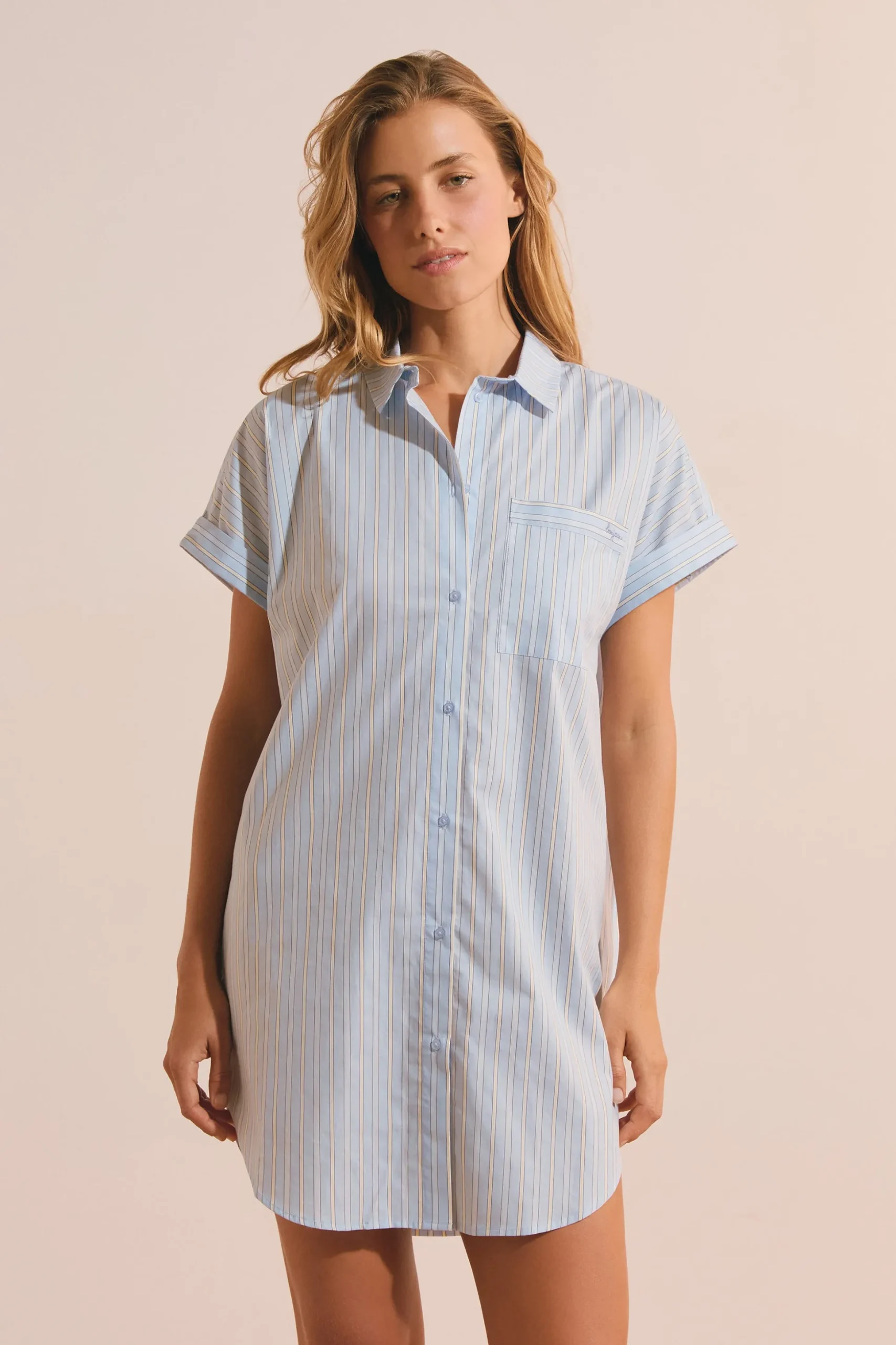 Chemise de nuit en coton à rayures