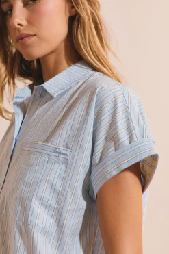 Chemise de nuit en coton à rayures