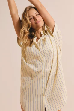 Chemise de nuit en coton à rayures