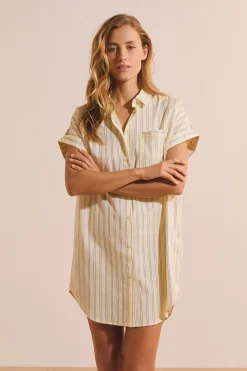 Chemise de nuit en coton à rayures