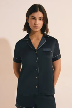 Chemise de nuit manches courtes satinée