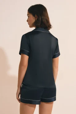 Chemise de nuit manches courtes satinée